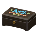 Animal Crossing Items Wooden music box Blue flowers Lid design Black