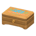 Animal Crossing Items Wooden music box Blue flowers Lid design Light wood