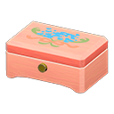 Animal Crossing Items Wooden music box Blue flowers Lid design Pink wood