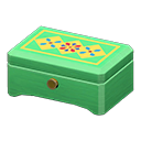 Animal Crossing Items Wooden music box Geometric patterns Lid design Green