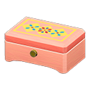 Animal Crossing Items Wooden music box Geometric patterns Lid design Pink wood