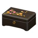 Animal Crossing Items Wooden music box Red flowers Lid design Black