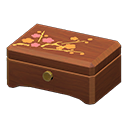 Animal Crossing Items Wooden music box Red flowers Lid design Dark wood