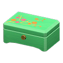 Animal Crossing Items Wooden music box Red flowers Lid design Green