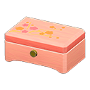 Animal Crossing Items Wooden music box Red flowers Lid design Pink wood