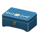 Animal Crossing Items Wooden music box White flower Lid design Blue