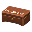 Animal Crossing Items Wooden music box White flower Lid design Dark wood