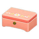 Animal Crossing Items Wooden music box White flower Lid design Pink wood