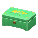 Animal Crossing Items Wooden music box Yellow flowers Lid design Green