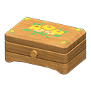 Animal Crossing Items Wooden music box Yellow flowers Lid design Light wood