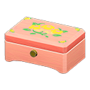 Animal Crossing Items Wooden music box Yellow flowers Lid design Pink wood