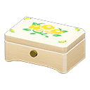 Animal Crossing Items Wooden music box Yellow flowers Lid design White wood