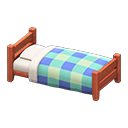 Animal Crossing Items Wooden simple bed Blue Bedding Cherry wood