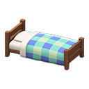 Animal Crossing Items Wooden simple bed Blue Bedding Dark wood