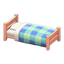 Animal Crossing Items Wooden simple bed Blue Bedding Pink wood