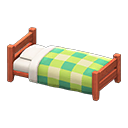 Animal Crossing Items Wooden simple bed Green Bedding Cherry wood