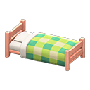 Animal Crossing Items Wooden simple bed Green Bedding Pink wood