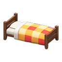 Animal Crossing Items Wooden simple bed Orange Bedding Dark wood