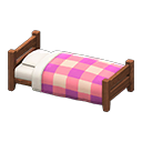 Animal Crossing Items Wooden simple bed Pink Bedding Dark wood