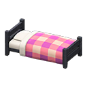 Animal Crossing Items Wooden Simple Bed Black / Pink