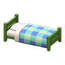 Animal Crossing Items Wooden Simple Bed Green / Blue