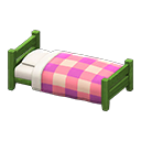 Animal Crossing Items Wooden Simple Bed Green / Pink