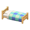 Animal Crossing Items Wooden Simple Bed Light wood / Blue