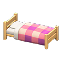 Animal Crossing Items Wooden Simple Bed Light wood / Pink