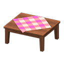 Animal Crossing Items Wooden Table Dark wood / Pink