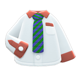 Animal Crossing Items Work Shirt Green-striped necktie