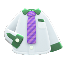 Animal Crossing Items Work Shirt Purple-striped necktie